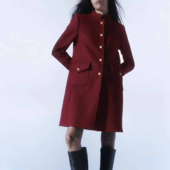 Zara Jackets & Coats Zara Fitted Wool Coat Burgundy Poshmark